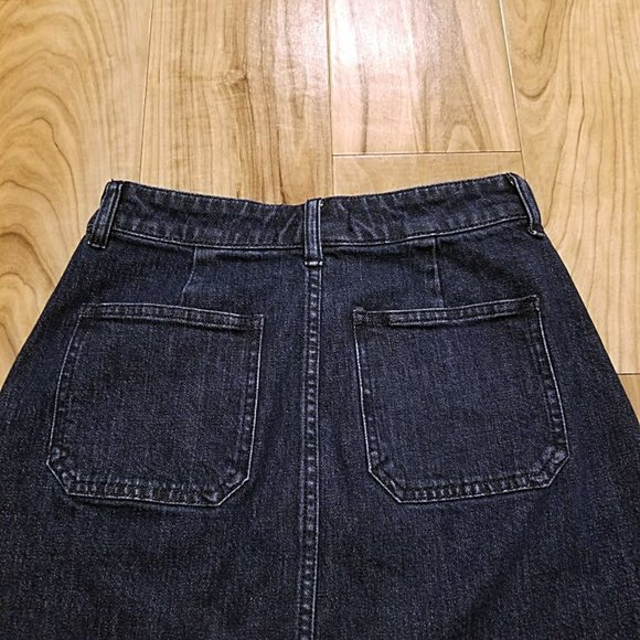 Madewell Dark Wash Zip Front A-Line Denim Blue Jean Mini Skirt 24 Womens 26.5x16 - Picture 7 of 11
